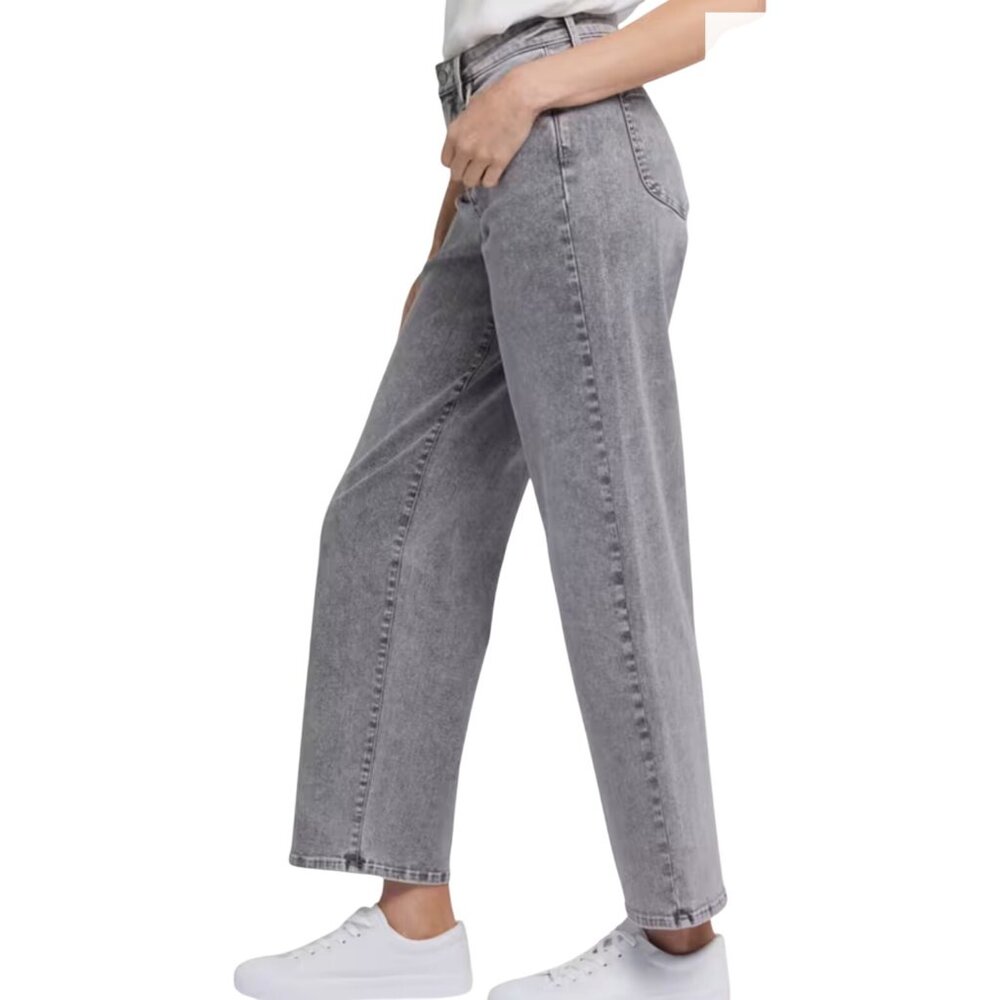 NYDJ Jemma Barrel‎ Jeans Creekside High-Rise Lift Tuck Technology Women 14 Gray